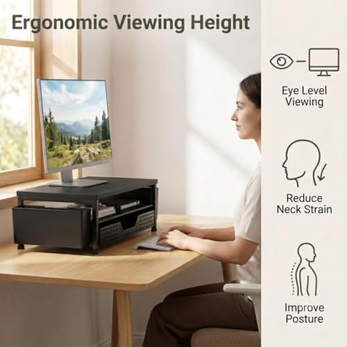 ECOLOVI Desk Organizer and Accessories, 2-Tier Computer Monitor - Image 3