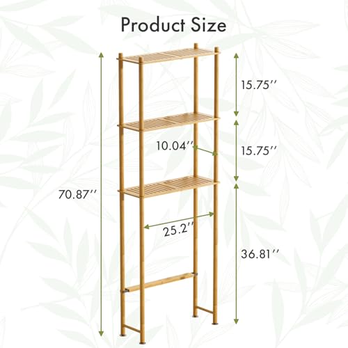 AmazerBath Bamboo Over The Toilet Storage Shelf, 3-Tier - Image 3