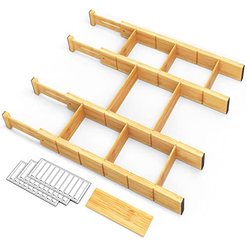 SpaceAid Bamboo Drawer Dividers with Inserts and Labels, Kitchen - Image 2