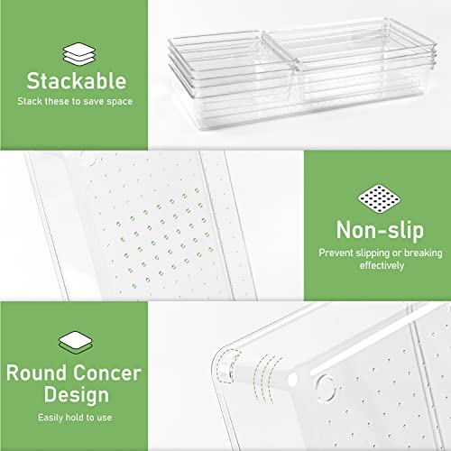6 PCS Clear Plastic Drawer Organizer, Large 15" X 6" 3-Size - Image 5