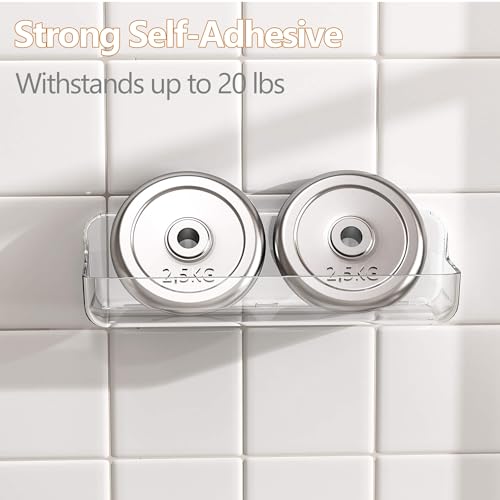 UDD Acrylic Clear Shower Caddy Adhesive Shelf, 2pc Plastic Shower - Image 7