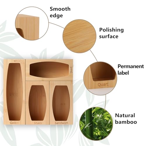 CRAKTH Plastic Bag Storage Organizer for Kitchen Drawer, Bamboo - Image 7
