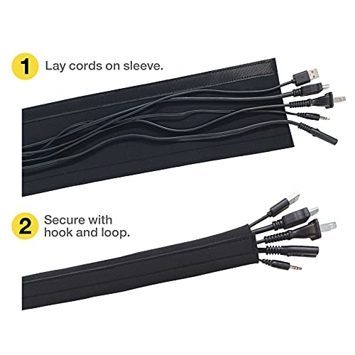 Wrap-It Storage Hook and Loop Cable Sleeve, Black, 48", 2-Pack - Image 6