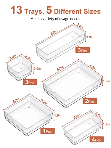 SMARTAKE 13 PCS Drawer Organizer 5-Size Desk Makeup | All Products - Image 3