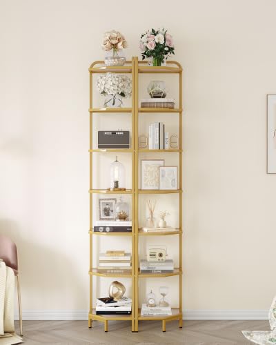 Hzuaneri Corner Shelf Stand, 7-Tier Glass Bookshelf Bookcase - Image 8