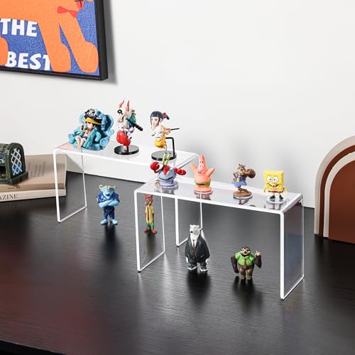 Aminigram 4 Pack Acrylic Display Shelf Riser, Clear Rack 9.2L x - Image 3