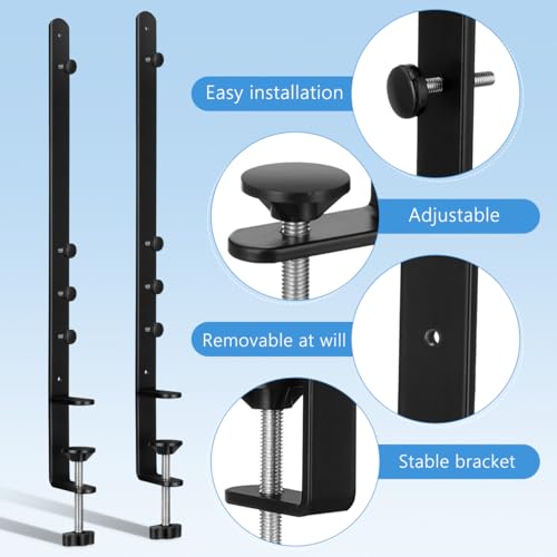 2Pcs Desk Clamp, Metal Pegboard Fixing Mount Extended Version - Image 4