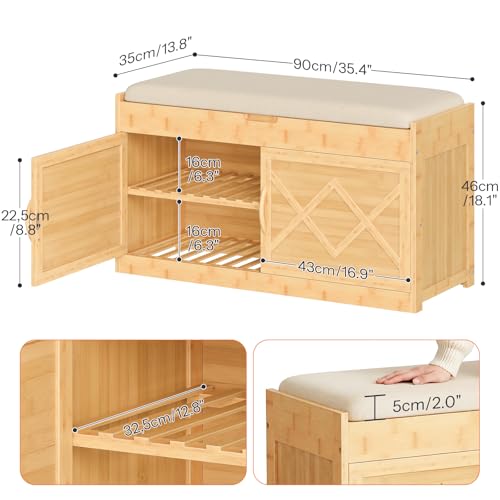 HOOBRO Shoe Bench, Shoe Storage Bench with Cushion - Image 4