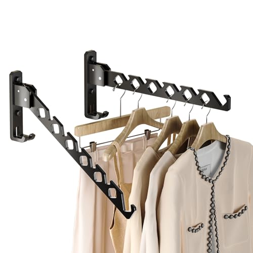 Dr.DJ Wall Mount Coat Hanger Holder Black Clothes Drying - Image 2