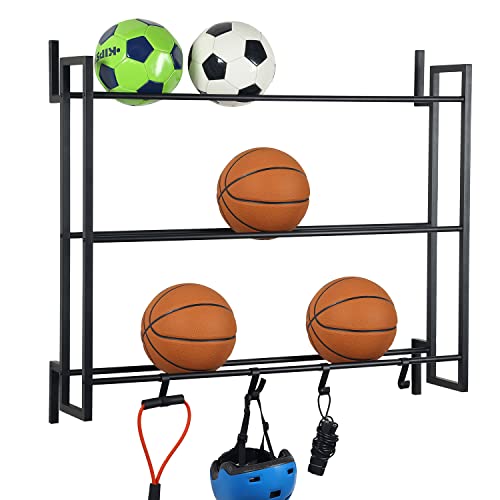MyGift Ball Rack Wall Mounted, 3 Tier Gym Exercise | Home Organization - Image 2