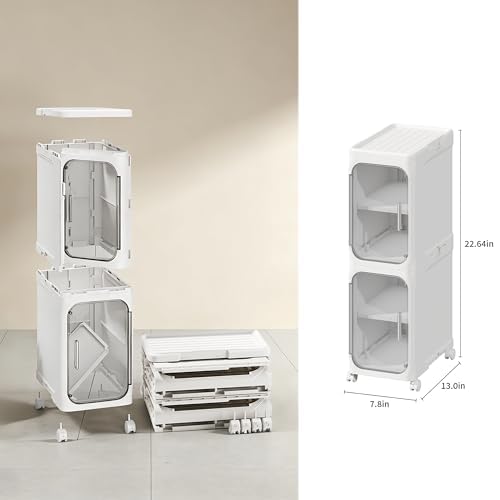 2-Tier Narrow Storage Cabinet Slim Bathroom Skinny | Home Organization - Image 3