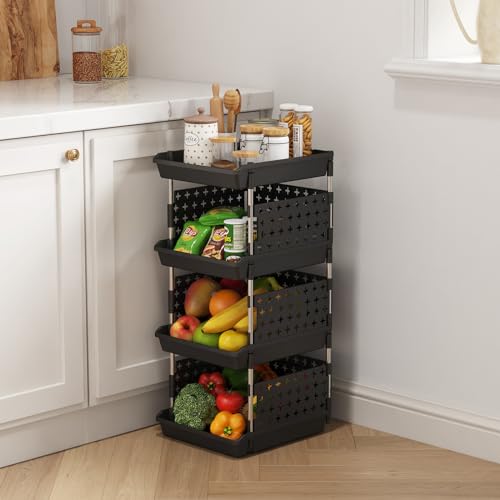 Lifewit 4 Tier Plastic Stackable Storage Baskets | Home Organization - Image 3