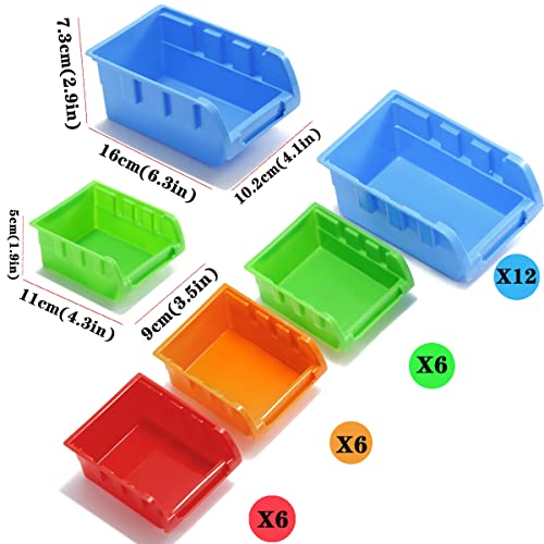 Wall Mounted Storage Bins Parts Rack 4 Colors Garage - Image 6
