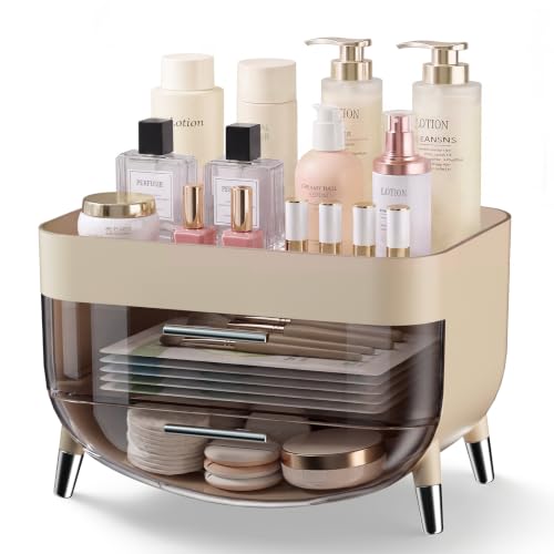 Jywantful Makeup Organizers for Vanity, Khaki Skincare Storage - Image 2