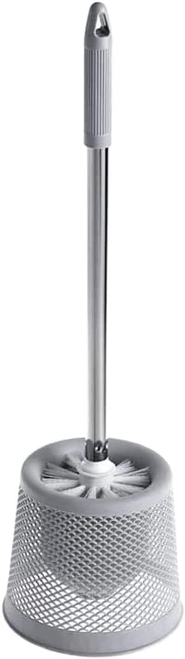 Toilet Brush Toilet Brush and Holder Openwork Base Stainless Steel Handle Toilet Brush Set Floor Standing Bathroom Brush Toilet Tools (Color : Grey, Size : 13.5 * 47.5cm)