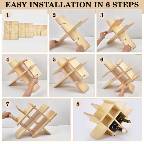 NBEADS 19.80x5.91x14.65 inch Countertop Wood Wine Rack, Bamboo - Image 4
