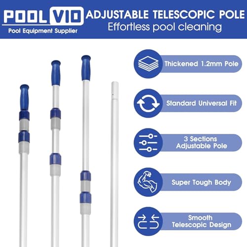 15 FT Telescopic Pool Pole - Adjustable 3 Piece Aluminum - Image 5