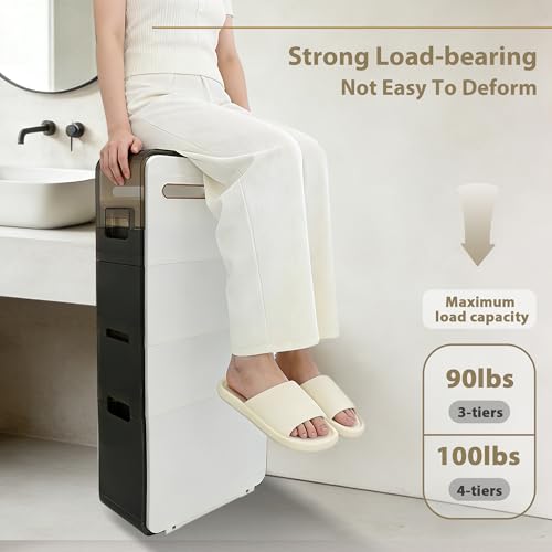 BGYMF 4-Tier Narrow Slim Bathroom Storage Cabinet,Movable,White - Image 6