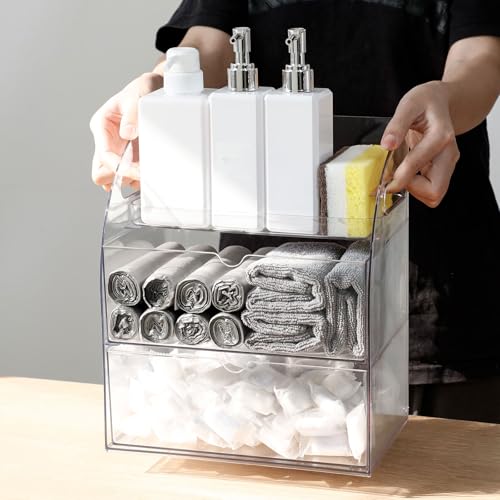 Clear Kitchen and Pantry Organizer with Drawers, Plastic - Image 5