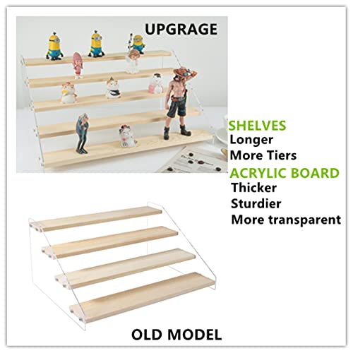 5 Tier Acrylic Display Stand for Figures, Wooden Risers - Image 5