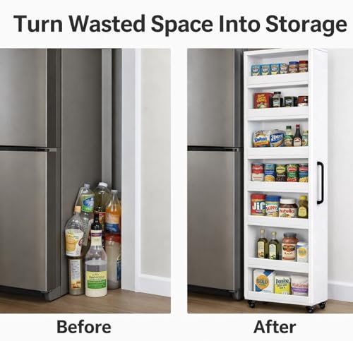 Beside Fridge Storage Slim Tall Cabinet - 7-Tier Tall - Image 8