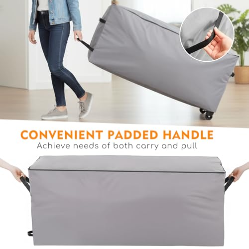 2 Pack Large Rolling Storage Bag with Wheels, 65x20x28 Inch, Grey - Image 5