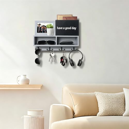 Wall Key and Mail Holder with Chalkboard & Magnetic Photo Frame - Image 6