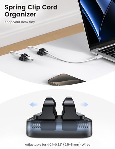5Pack Cable Spring Holder Clips, Cord Organizer for Desk - Image 3