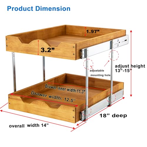 DINDON 2 Tier Pull Out Cabinet Organizer (14" W x 18 | Pull Out Organi - Image 3