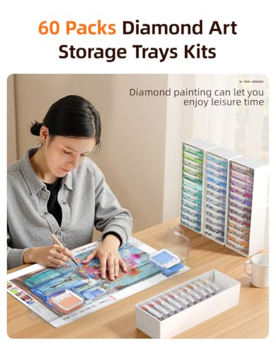 Redtwo 60 PCS Diamond Painting Storage Containers Trays, White - Image 4