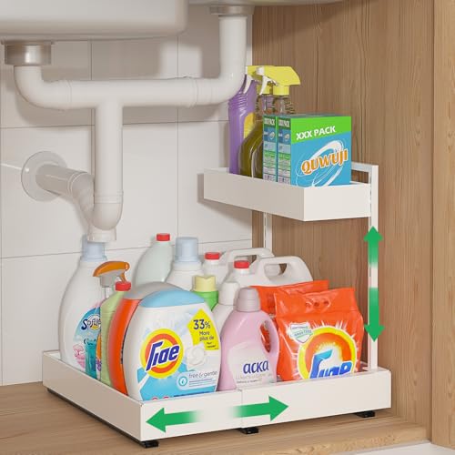 REALINN L-Shaped Under Sink Organizer with 6-Level Height - Image 2