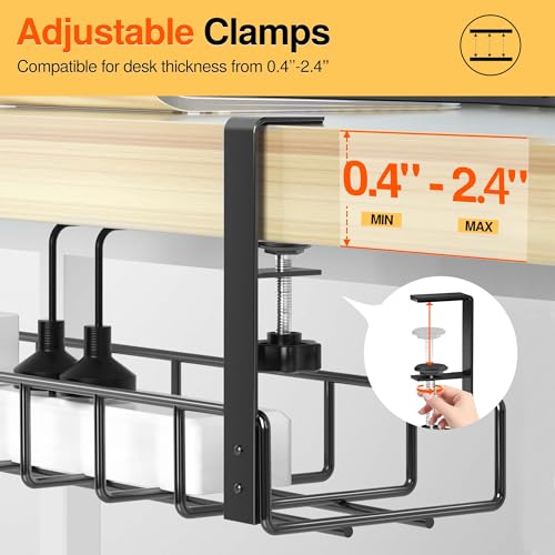 2 Pack Cable Management Under Desk Tray, 31.4" No Drill - Image 7
