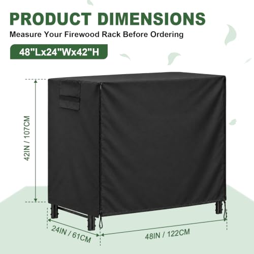 4Ft Firewood Rack Cover,Heavy Duty Waterproof 600D Oxford - Image 3