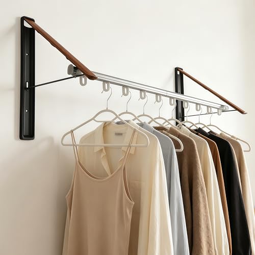 Retractable Wall Mounted Drying Rack,with 2 Racks + Rod - Image 2
