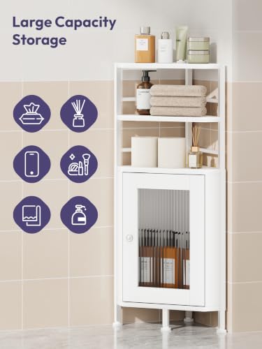 Small Corner Bathroom Cabinet - 9.84" x 31.1", White - Image 5