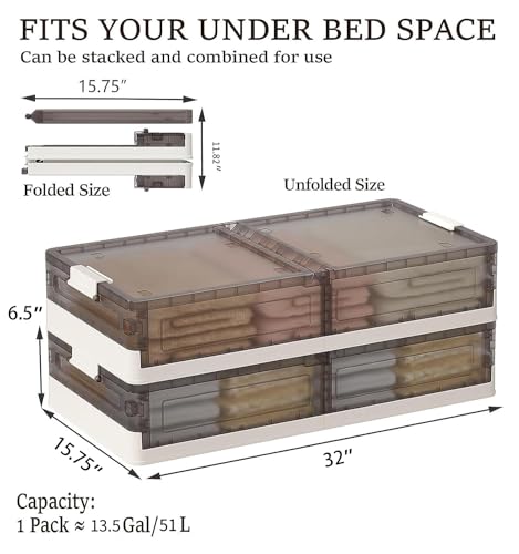 Under Bed Storage Containers, Stackable Under Bed Rolling Storage - Image 4