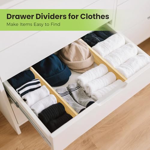 Fyvva Drawer Organizer, Spring-Loaded Expandable Bamboo Dividers - Image 7