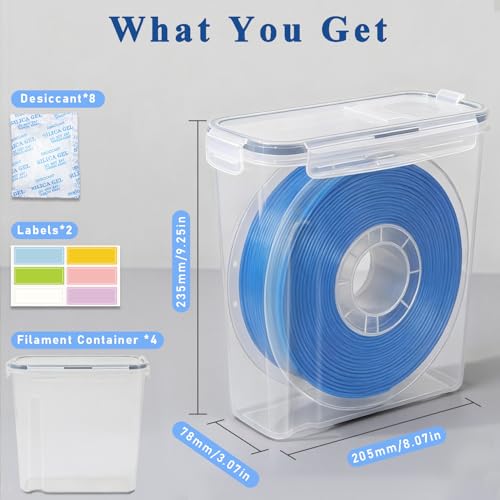 Airtight Filament Storage Box 4 Pack, PLA ABS PETG TPU Spools - Image 3
