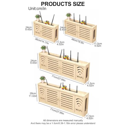 Wall Mounted Router Storage Box,Wood Wireless WiFi Router Shelf - Image 3