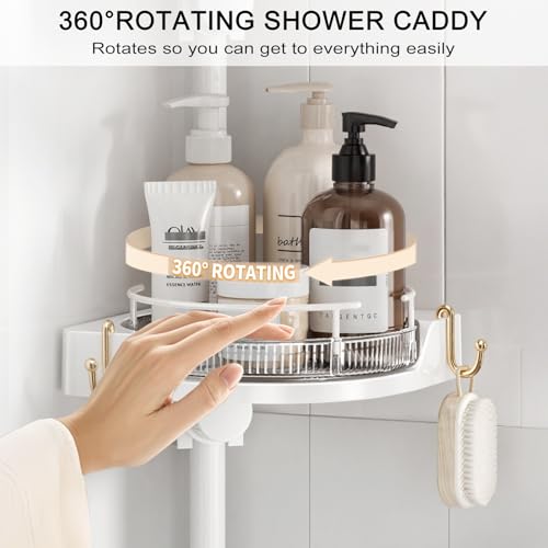 shuang qing 360° Rotating Corner Shower Caddy Tension Pole - Image 4
