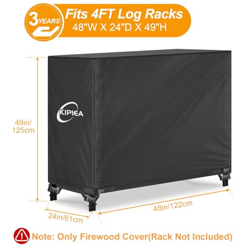4FT Waterproof Firewood Storage Log Rack Cover, Heavy Duty - Image 3
