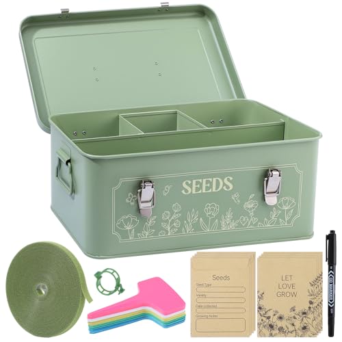 Pimoys Metal Seed Storage Box With Lid, 4 Compartments - Image 2