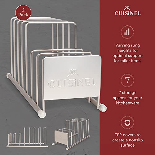 Cuisinel Lid and Dish Organizer Rack - 2-Pack Satin Nickel - Image 3