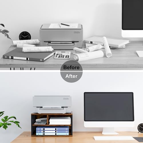 Wooden Printer Stand with Storage,Multi-Functional 2-Tier - Image 3