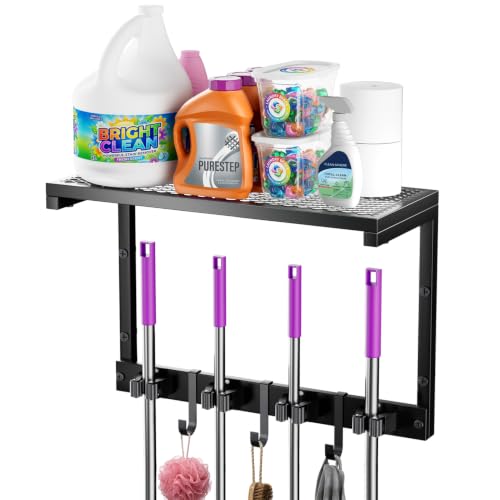 Heavy Duty Broom Holder Wall Mount, All-Metal Mop Rack - Image 2