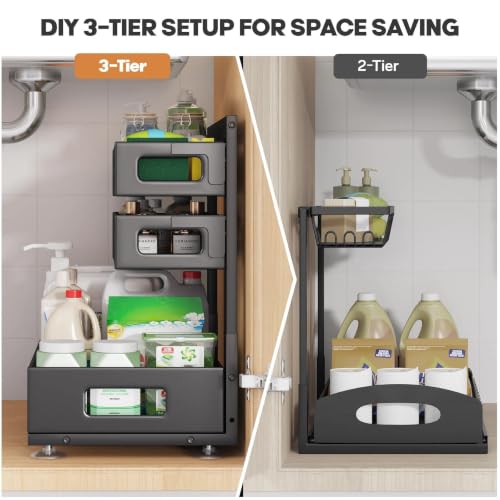 2 Pack 19IN-Depth Under Sink Organizer,Pull Out Cabi | Under Sink Stor - Image 5