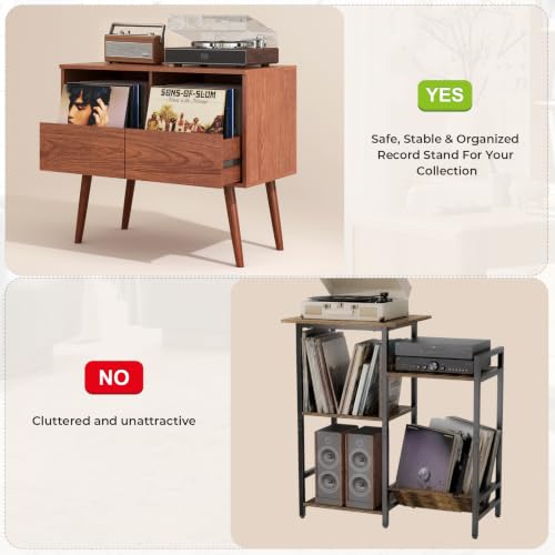 BROTTAR Mid Century Modern Record Player Stand with Vinyl - Image 7