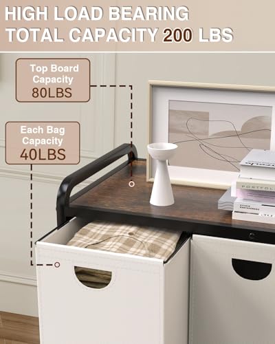 Laundry Sorter 3 Section,Laundry Basket with Wheels - Image 4