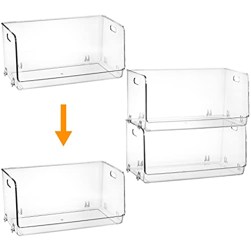 Nicunom 2 Pack Stackable Plastic Storage Bins Open Front, Clear - Image 5