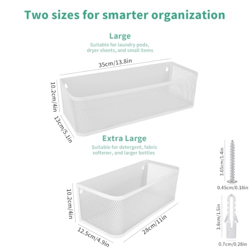 XIHIRCD 2pcs Magnetic Laundry Washer Shelf Organizer (White) - Image 3